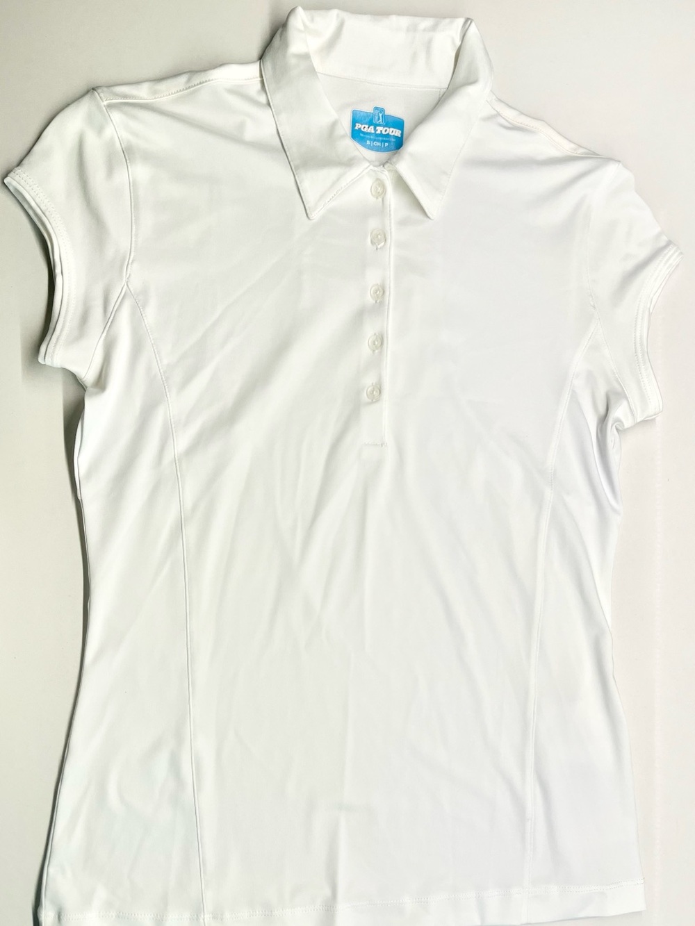 PGA TOUR White Women's Short-Sleeve Button-Down Polo